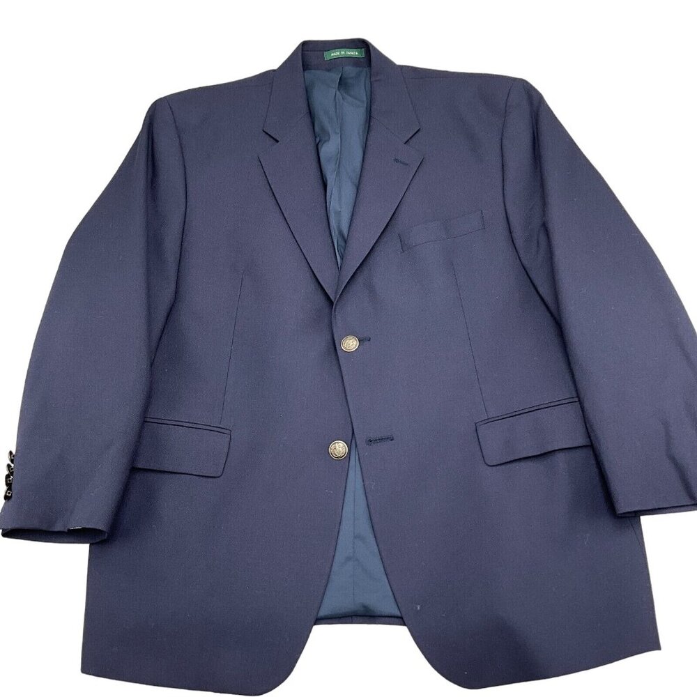 Ralph‎ Lauren Ralph Blazer Men 44 Blue Pewter Shield Button Wool Stretch Canada